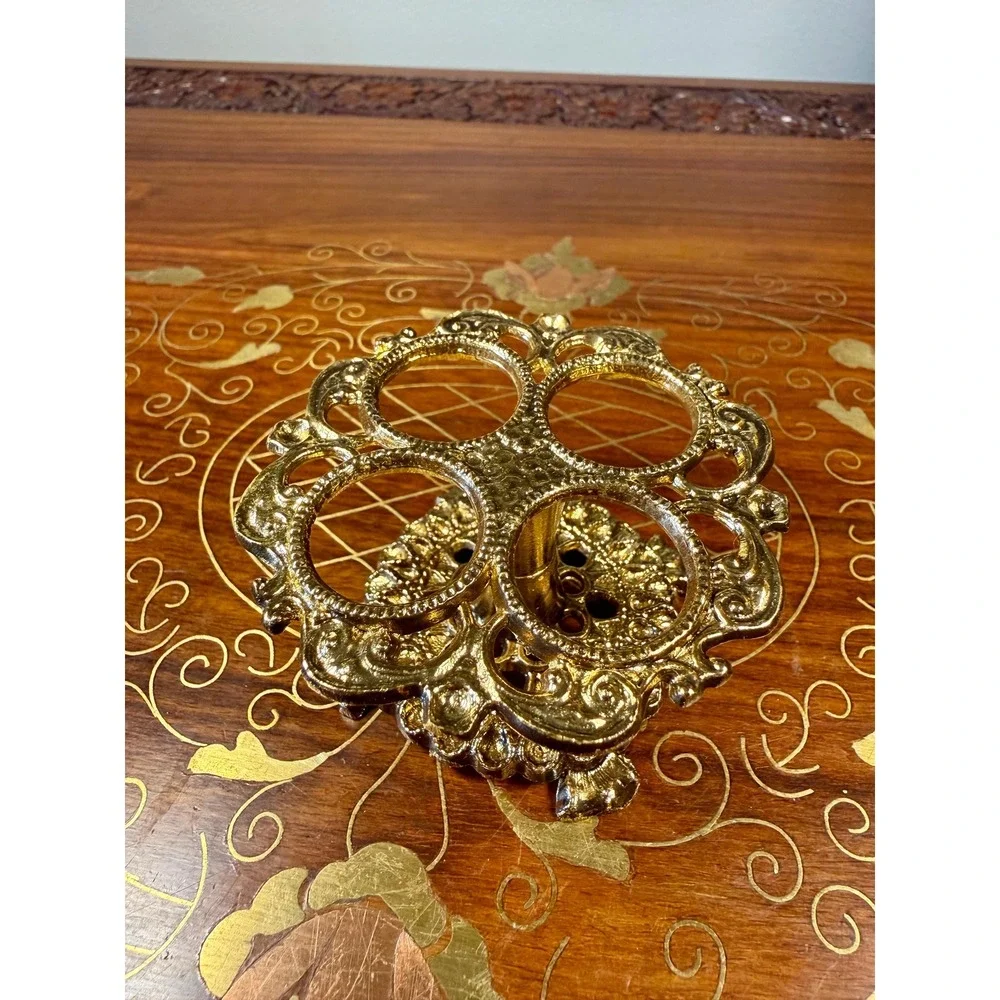 Vintage Gold Tone Lipstick Holder • Ornate Hollywood Regency Vanity Organizer